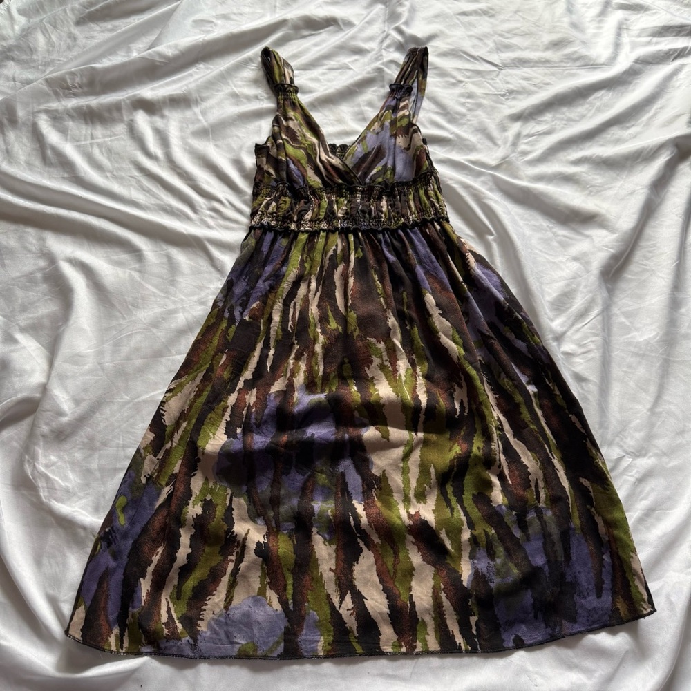 Xhilaration Abstract Green and Purple Mini‎ Dress